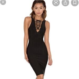 House of CB Black Aubine Bandage Dress Small